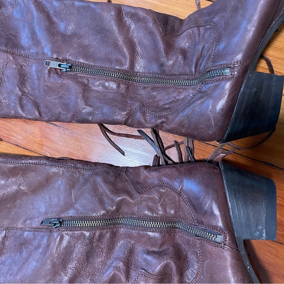 Brown Fringe Leather Boots - Picture 8 of 10